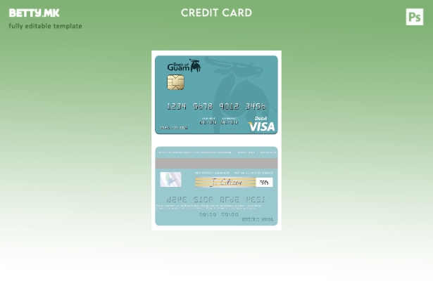 Модерен стил Шаблон за виза за дебитна картичка на Банката на Маршалските Остров